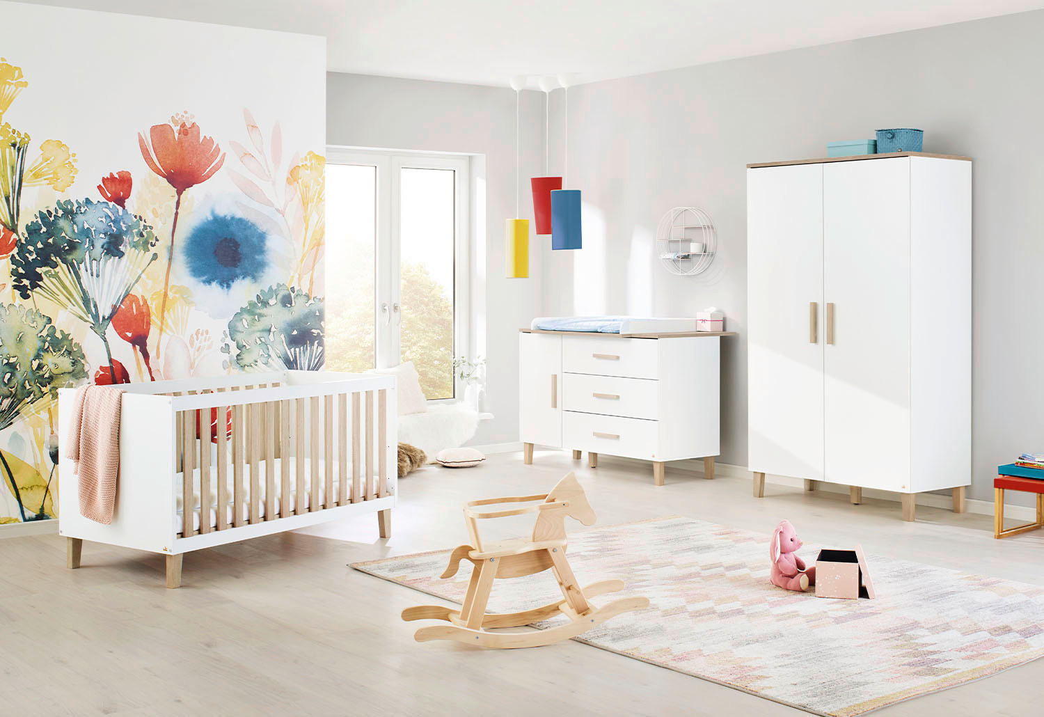 BABYZIMMER LUMI  - Eichefarben/Weiß, Basics, Holzwerkstoff - Pinolino