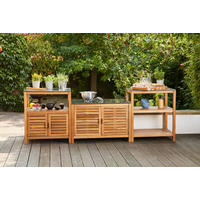 OUTDOORKÜCHE  - Schwarz/Akaziefarben, MODERN, Holz/Stein (75/87/52cm) - Siena Garden