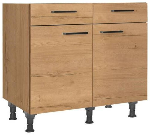 SCHUBKASTENUNTERSCHRANK 90/87/56 cm  in Eichefarben  - Eichefarben/Schwarz, MODERN, Holzwerkstoff/Metall (90/87/56cm) - Nobilia