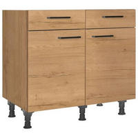 SCHUBKASTENUNTERSCHRANK 90/87/56 cm  in Eichefarben  - Eichefarben/Schwarz, MODERN, Holzwerkstoff/Metall (90/87/56cm) - Nobilia