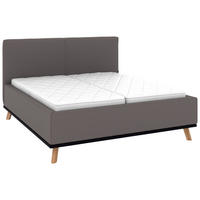 POLSTERBETT 160/200 cm,  in Graubraun, Matratze, Lattenrost, Bettkasten, H2 + H2 = mittel  - Eichefarben/Graubraun, Design, Holz/Textil (160/200cm) - Musterring