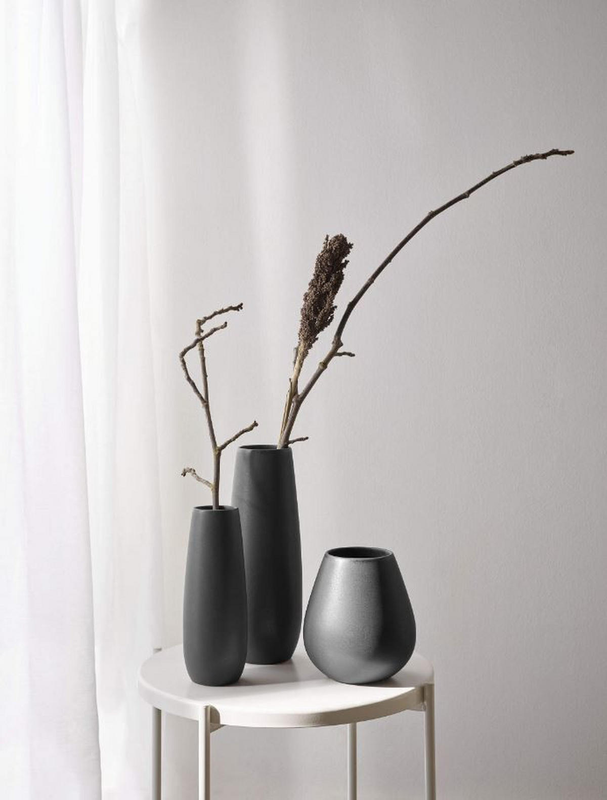 VASE ease 25 cm  - Schwarz, Basics, Keramik (6/25cm) - ASA
