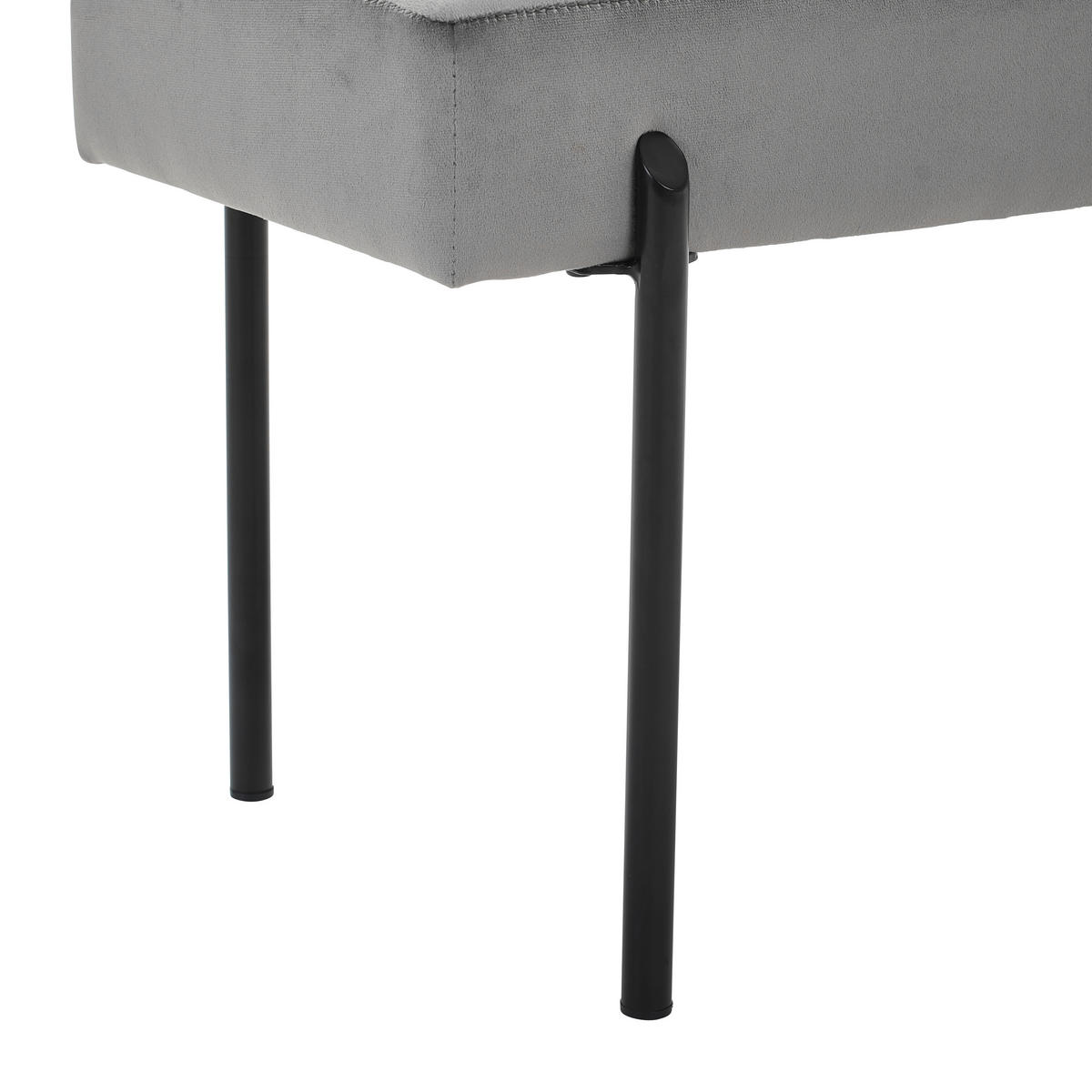 HOCKERBANK 100/45/35 cm Samt Schwarz, Grau  - Schwarz/Grau, MODERN, Textil/Metall (100/45/35cm) - Novel