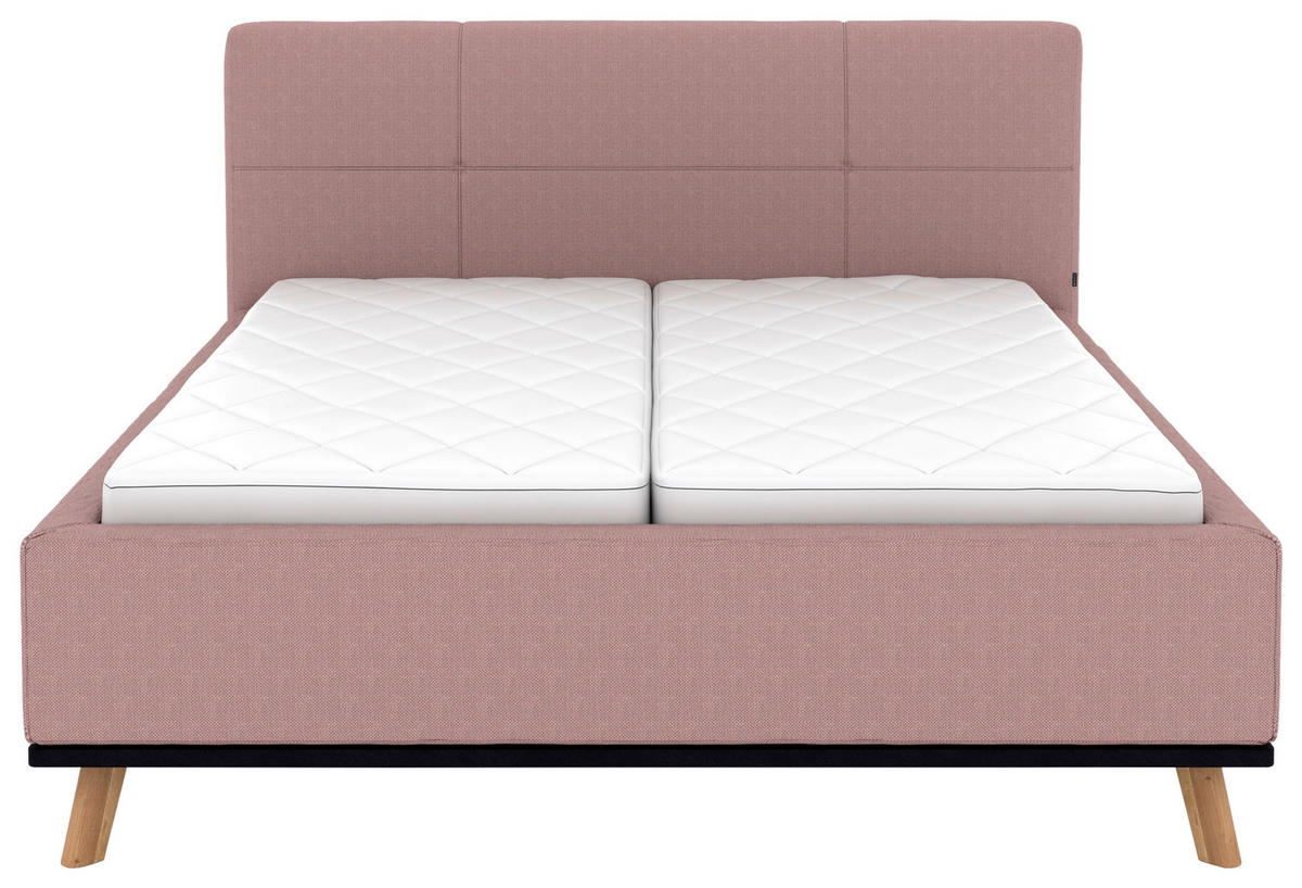 POLSTERBETT Matratze, Lattenrost, Bettkasten 180/200 cm  in Altrosa  - Eichefarben/Altrosa, Design, Holz/Textil (180/200cm) - Musterring