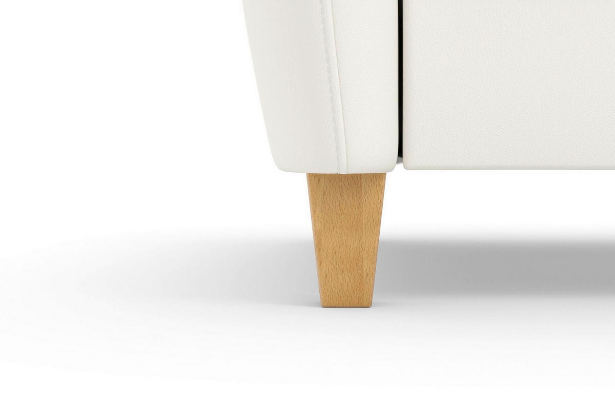 ECKSOFA Echtleder Weiss  - Weiss/Eichefarben, Basics, Leder/Holz (244/163cm) - Sit & More