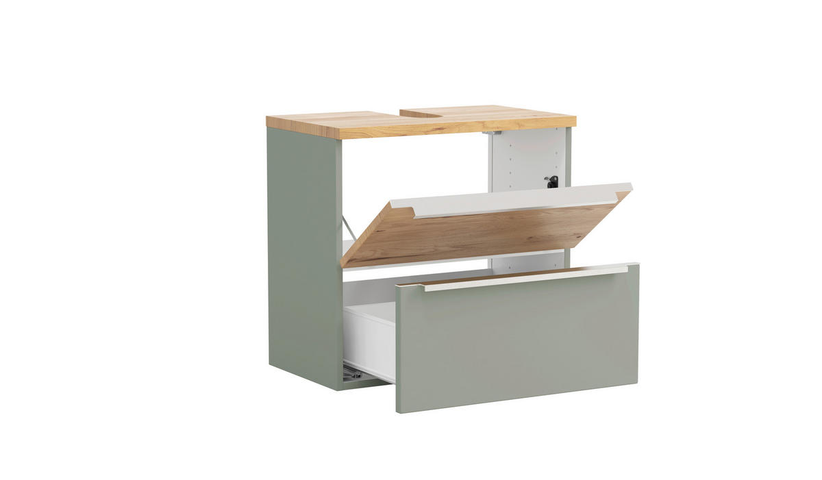 WASCHBECKENUNTERSCHRANK 60/54/35 cm  - Schilfgrün/Wildeiche, Trend, Holzwerkstoff/Metall (60/54/35cm) - Held