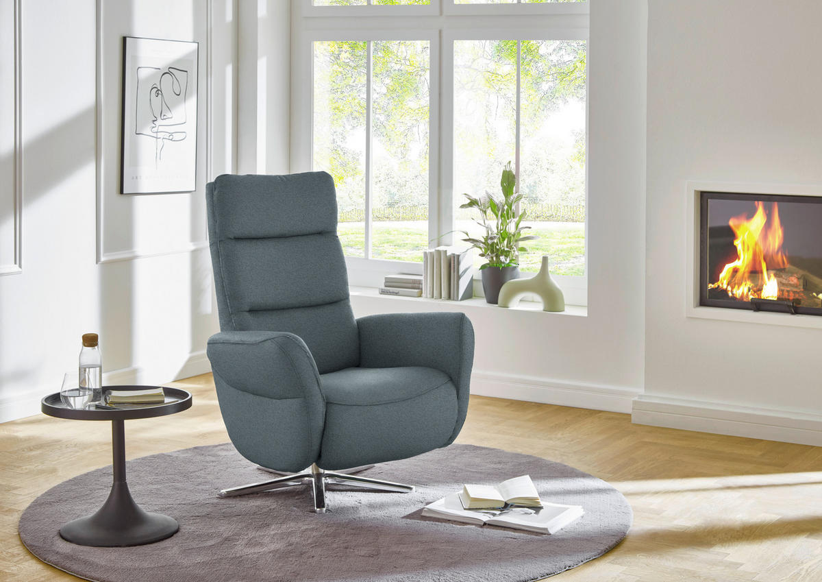 RELAXSESSEL in Textil Blaugrau  - Chromfarben/Blaugrau, Design, Textil/Metall (78/113/83cm) - Beldomo Speed