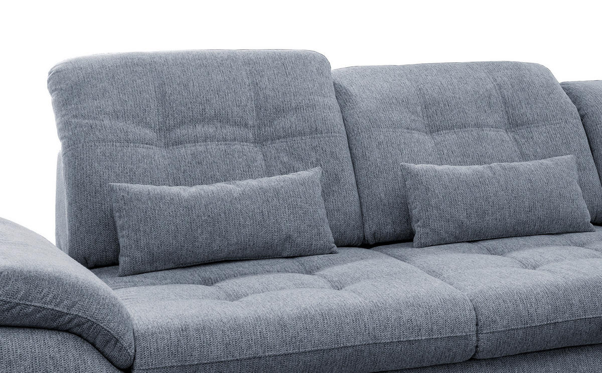 ECKSOFA in Chenille Hellblau  - Chromfarben/Anthrazit, Modern, Textil/Metall (314/184cm) - Livetastic