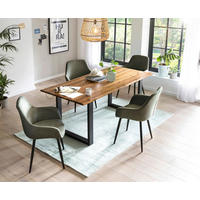 TISCHGRUPPE Grün, Cognac  - Cognac/Grün, MODERN, Holz/Textil (160/85/77cm) - Livetastic