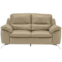 2-SITZER-SOFA in Kombination Echtleder/Lederlook Greige  - Greige/Silberfarben, Design, Leder/Metall (174/97/95cm) - Livetastic
