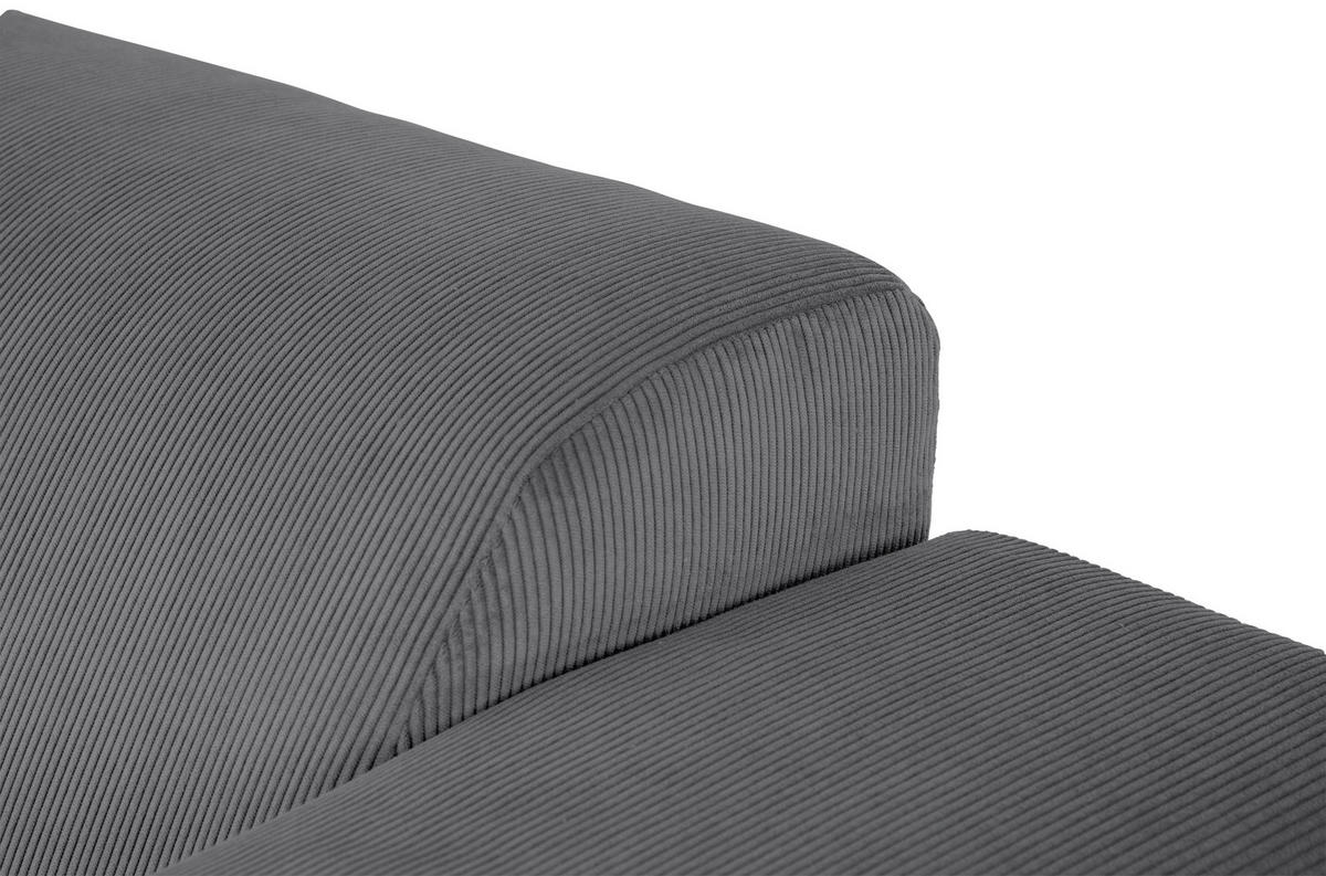 ECKSOFA ERNO Grau Cord  inkl.  - Schwarz/Grau, Design, Textil/Metall (262/183cm) - MID.YOU