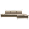 ECKSOFA in Echtleder Graubraun  315/200 cm  - Graubraun/Silberfarben, Design, Leder/Metall (315/200cm) - Chilliano