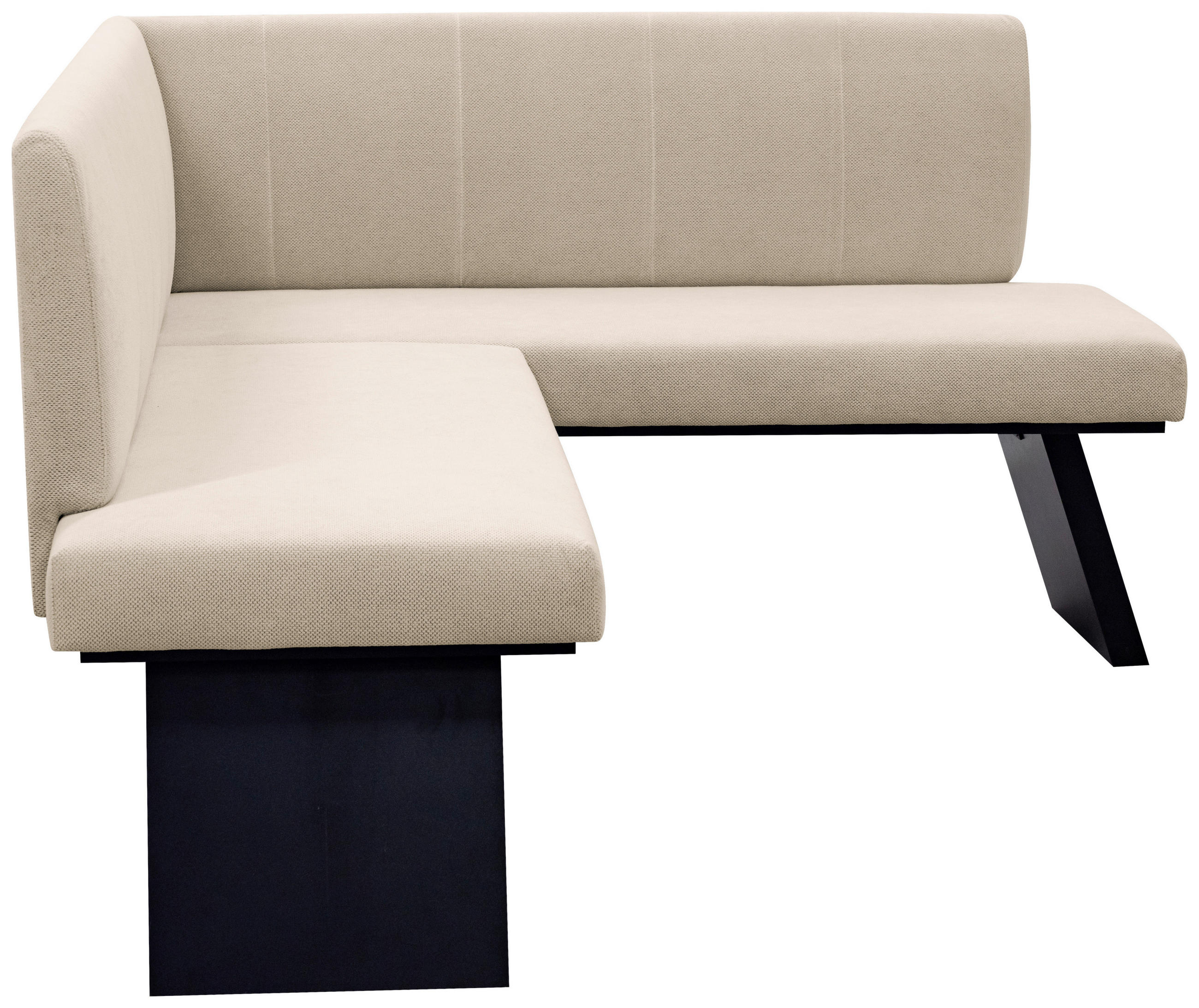 ECKBANK 140/160 cm Webstoff Weiß   - Schwarz/Weiß, KONVENTIONELL, Textil (140/160cm)