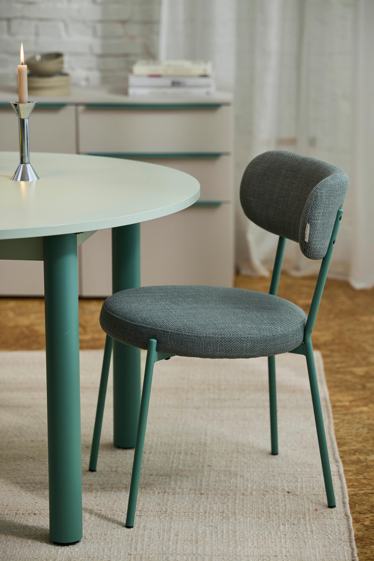 STUHL Webstoff Graugrün  - Graugrün, Basics, Textil/Metall (50/81,5/59cm) - Tom Tailor