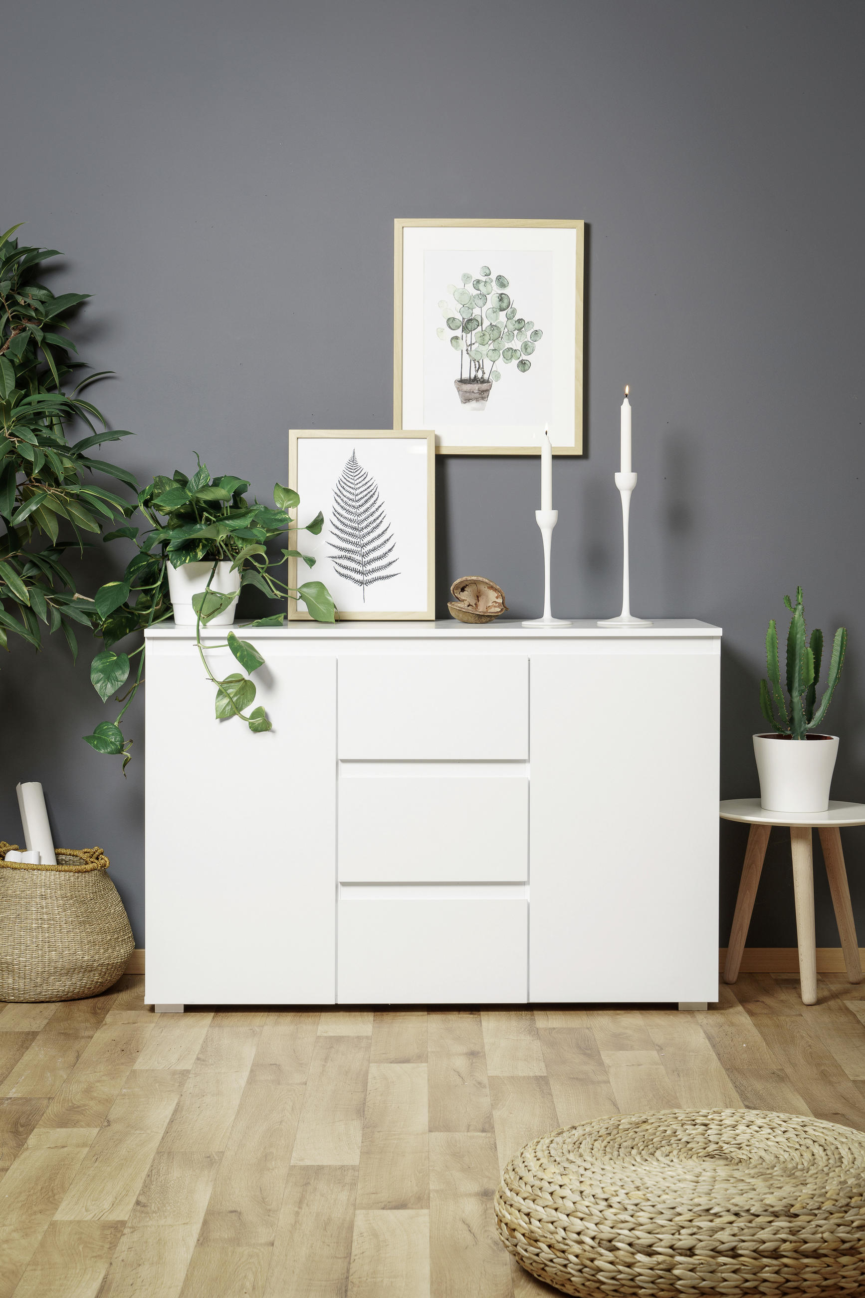 ŠIROKÁ KOMODA, bílá, 120/80/40 cm - bílá, Konvenční, kompozitní dřevo (120/80/40cm) - Livetastic