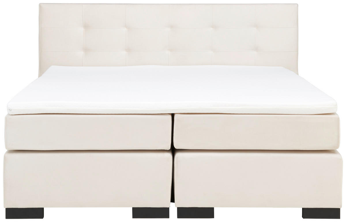 BOXSPRING-ÁGY 180/200 cm  krémszínű  - krémszínű/fekete, Modern, faalapú anyag/karton (180/200cm) - MID.YOU