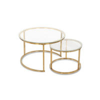 SET KLUB STOLIĆA višebojno, bijela, zlatne boje, prozirno  metal, staklo  - bijela/višebojno, Design, staklo/metal (50-70/50-70/38-45cm) - MID.YOU