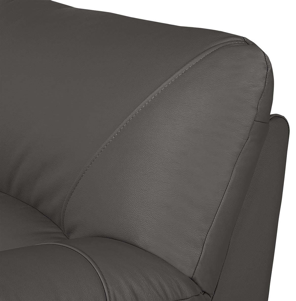 3-SITZER-SOFA in Echtleder Anthrazit  - Anthrazit/Schwarz, Design, Leder/Kunststoff (205/92/85cm) - Livetastic