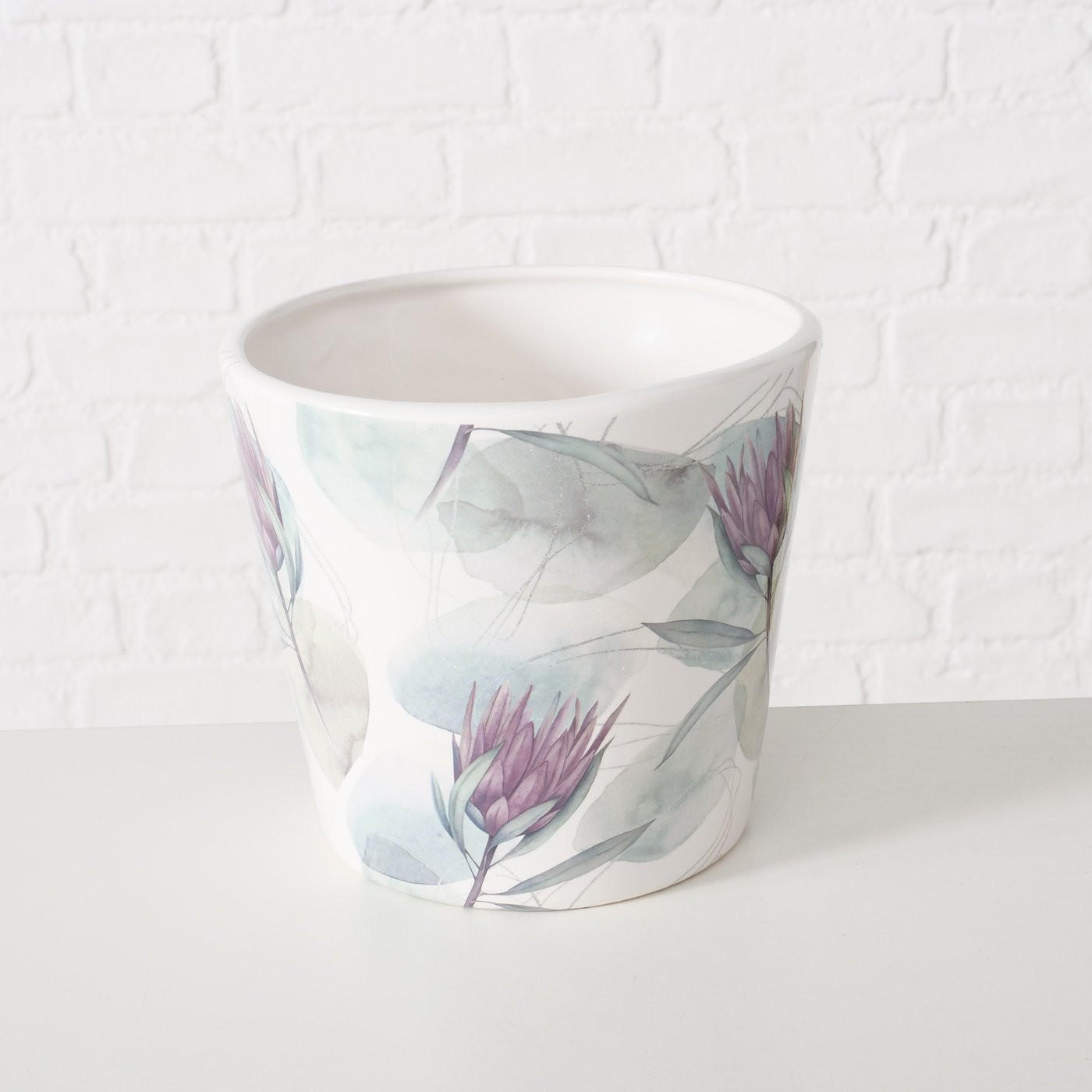PLANTERINGSKRUKA 14/12 cm - lila/vit, Klassisk, keramik (14/12cm)