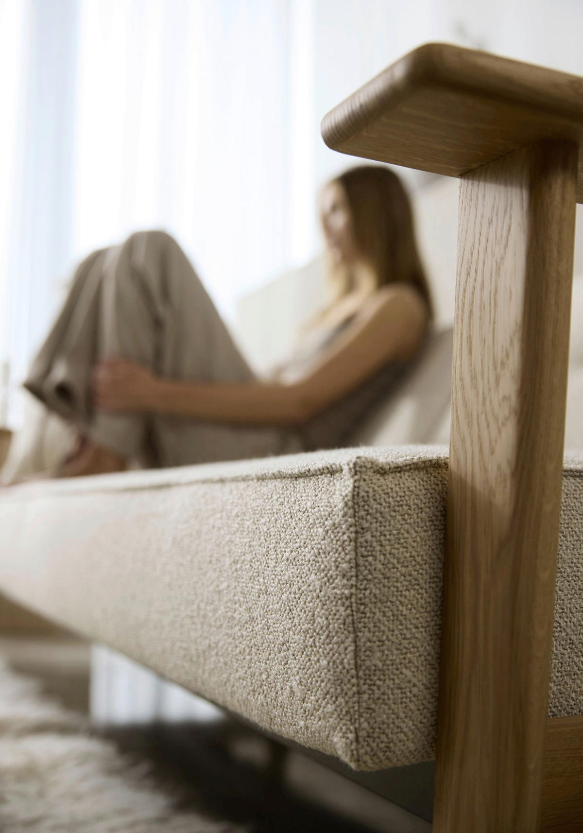 SCHLAFSOFA Flachgewebe Naturfarben  - Eichefarben/Naturfarben, Design, Holz/Textil (232/80/99cm) - Innovation