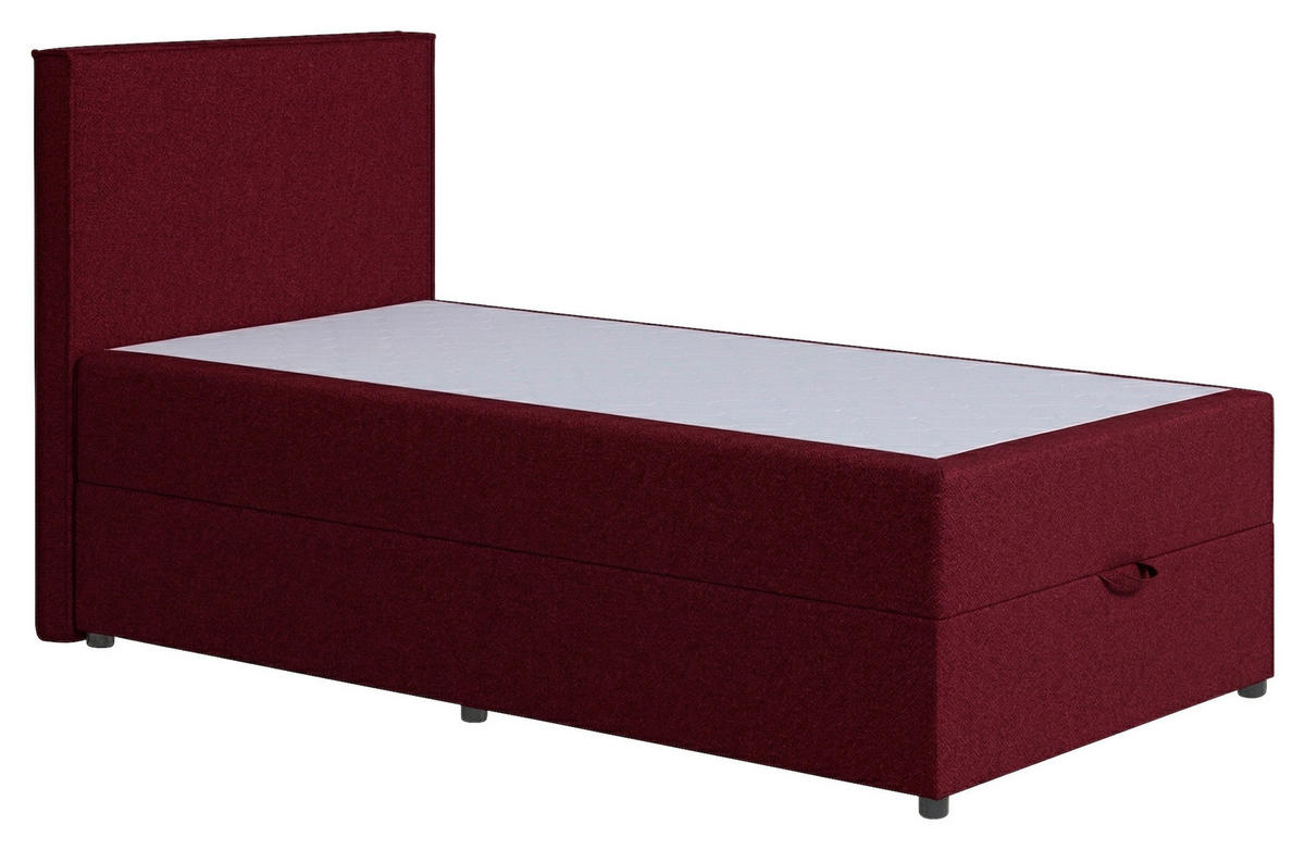 BOXBETT 100/200 cm,  in Rot, H3 = fest  - Rot/Schwarz, MODERN, Kunststoff/Textil (100/200cm) - MID.YOU