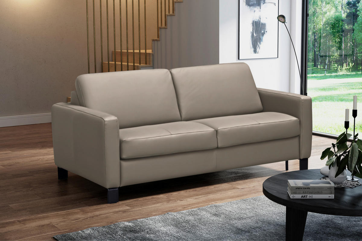 SCHLAFSOFA in Textil, Leder Greige  - Greige/Schwarz, Konventionell, Leder/Textil (190/87/100cm) - Celina Home