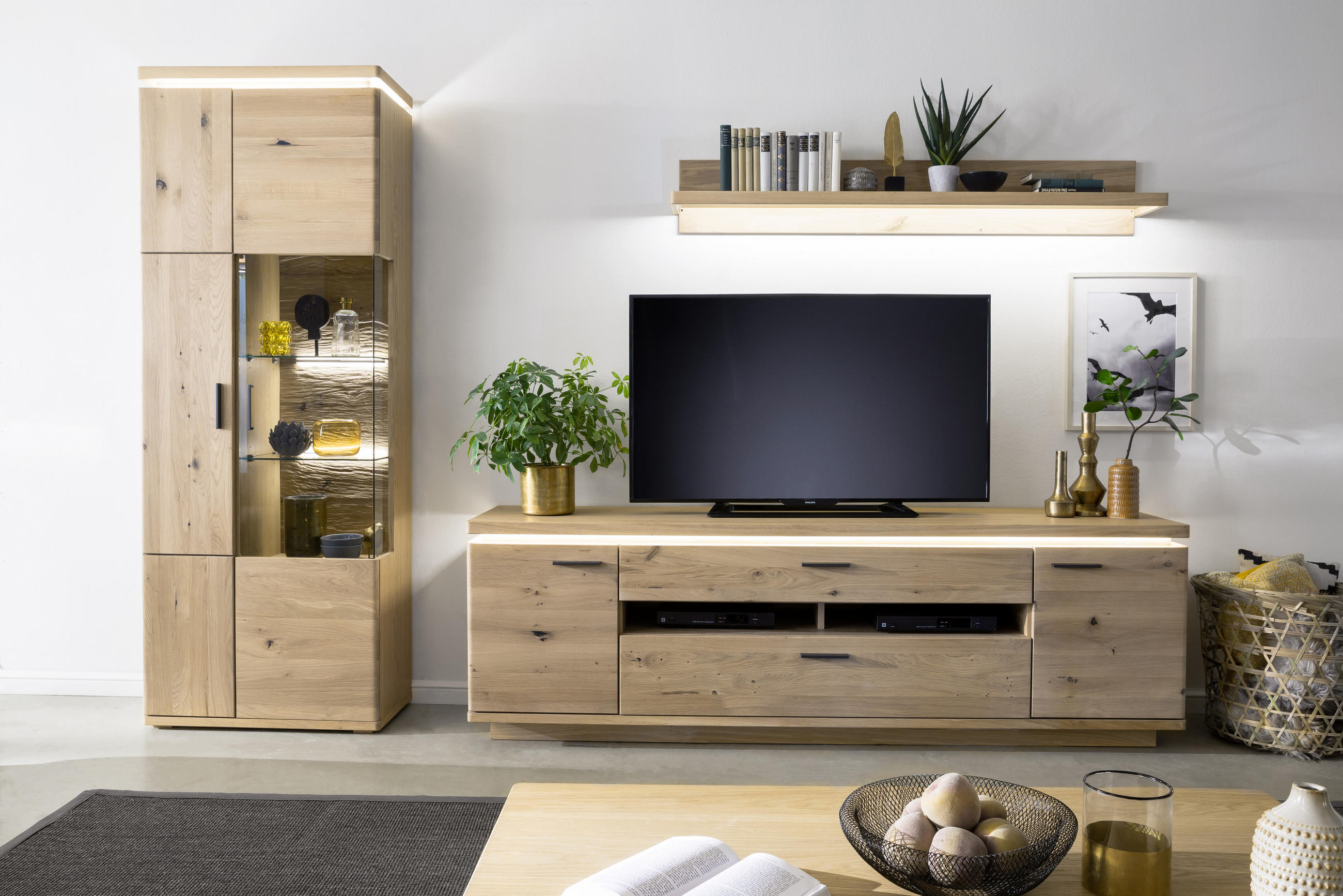 WANDBOARD Balkeneiche furniert Eiche Bianco  - Eiche Bianco, Design, Holz/Holzwerkstoff (154/24/25cm) - Livetastic