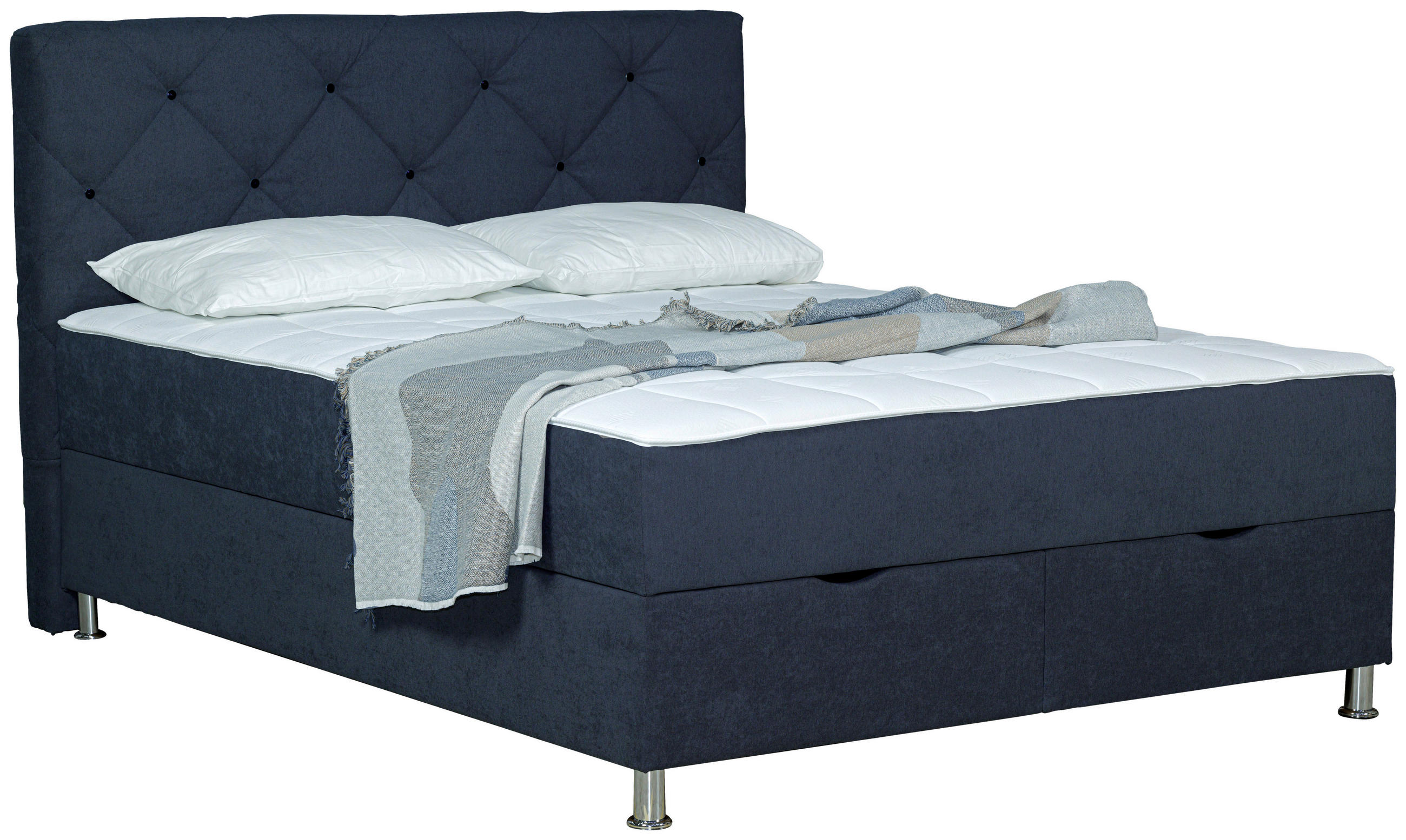 BOXBETT 180/200 cm  Anthrazit  - Chromfarben/Anthrazit, Design, Kunststoff/Textil (180/200cm) - Boxxx