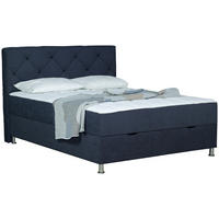 BOXBETT 160/200 cm,  in Anthrazit, Matratze, gepolstertes Kopfteil, Bettkasten, H3 = fest  - Chromfarben/Anthrazit, Design, Kunststoff/Textil (160/200cm) - Boxxx