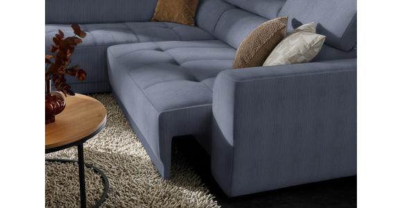ECKSOFA in Feincord Blaugrau 205/284 cm - Blaugrau/Schwarz, Design, Kunststoff/Textil (205/284cm) - Xora