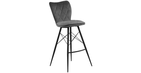 BARHOCKER Webstoff Grau Eisen  - Schwarz/Grau, Design, Textil/Metall (44/107/53cm) - Hom`in