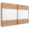 SCHWEBETÜRENSCHRANK 252/222/68 cm 2-türig Weiß, Eiche Artisan  - Schwarz/Weiß, Design, Glas/Holzwerkstoff (252/222/68cm) - Dieter Knoll