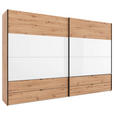 SCHWEBETÜRENSCHRANK 306/222/68 cm 2-türig Weiß, Eiche Artisan  - Schwarz/Weiß, Design, Glas/Holzwerkstoff (306/222/68cm) - Dieter Knoll