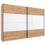 SCHWEBETÜRENSCHRANK 252/222/68 cm 2-türig Weiß, Eiche Artisan  - Schwarz/Weiß, Design, Glas/Holzwerkstoff (252/222/68cm) - Dieter Knoll