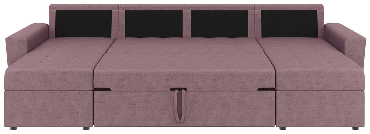 WOHNLANDSCHAFT TERMOLI Rosa Jacquard  - Schwarz/Rosa, Design, Kunststoff/Textil (155/296/155cm) - MID.YOU