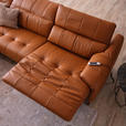 ECKSOFA in Echtleder Cognac  165/313 cm  - Cognac/Schwarz, Design, Leder/Metall (165/313cm) - Emilio Belluti
