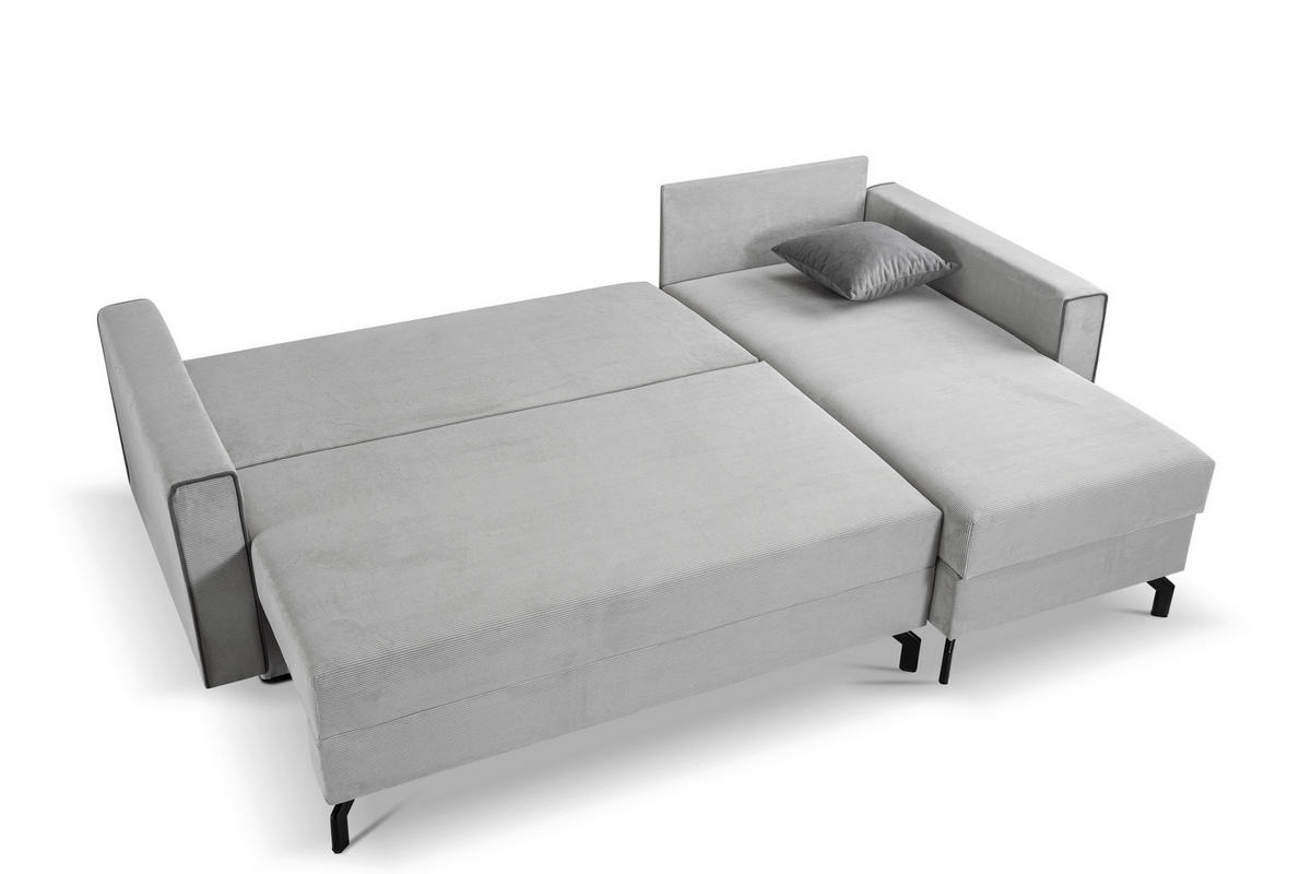 ECKSOFA MARTI Hellgrau Cord  - Hellgrau/Schwarz, Basics, Holz/Textil (230/148cm) - MID.YOU