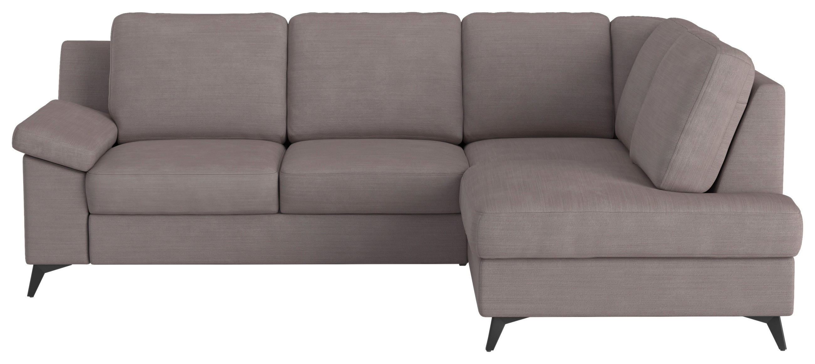 ECKSOFA Taupe Flachgewebe Bettkasten, Schlaffunktion, Rücken echt, Stauraum  - Taupe/Schwarz, KONVENTIONELL, Textil/Metall (242/170cm) - Cotta