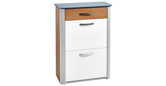 SCHUHKIPPER  in 71/97/34 cm  - Chromfarben/Eichefarben, Design, Glas/Holzwerkstoff (71/97/34cm) - Moderano
