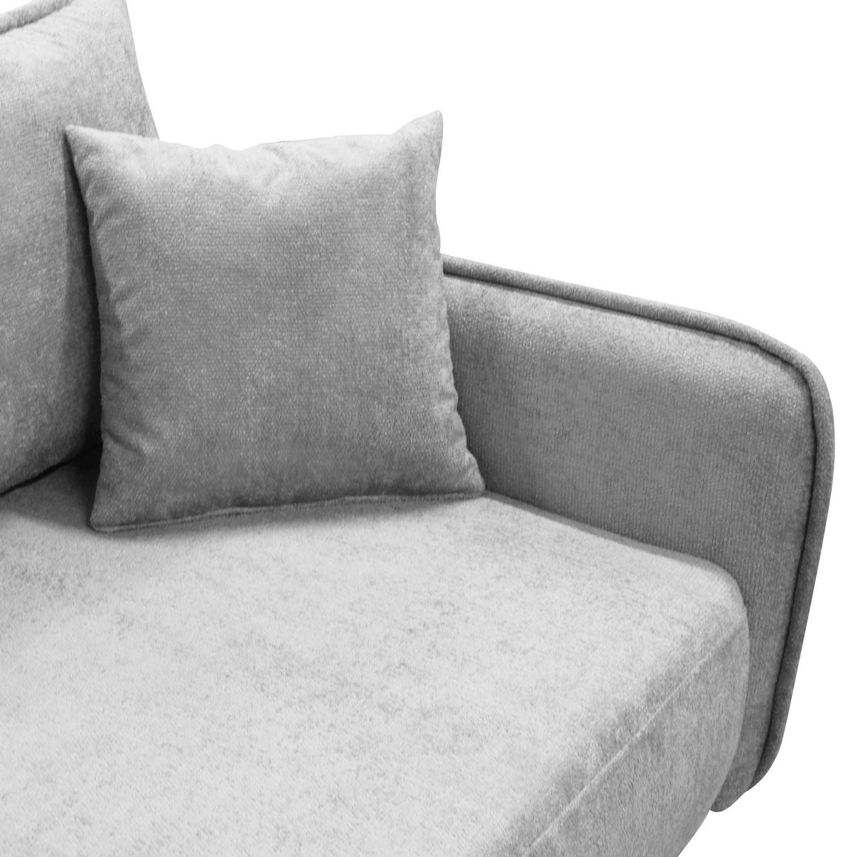 ECKSOFA MURANO Hellgrau Chenille Zierkissen, Rückenkissen, Bettkasten  - Hellgrau/Schwarz, Design, Holz/Textil (167/242cm) - MID.YOU