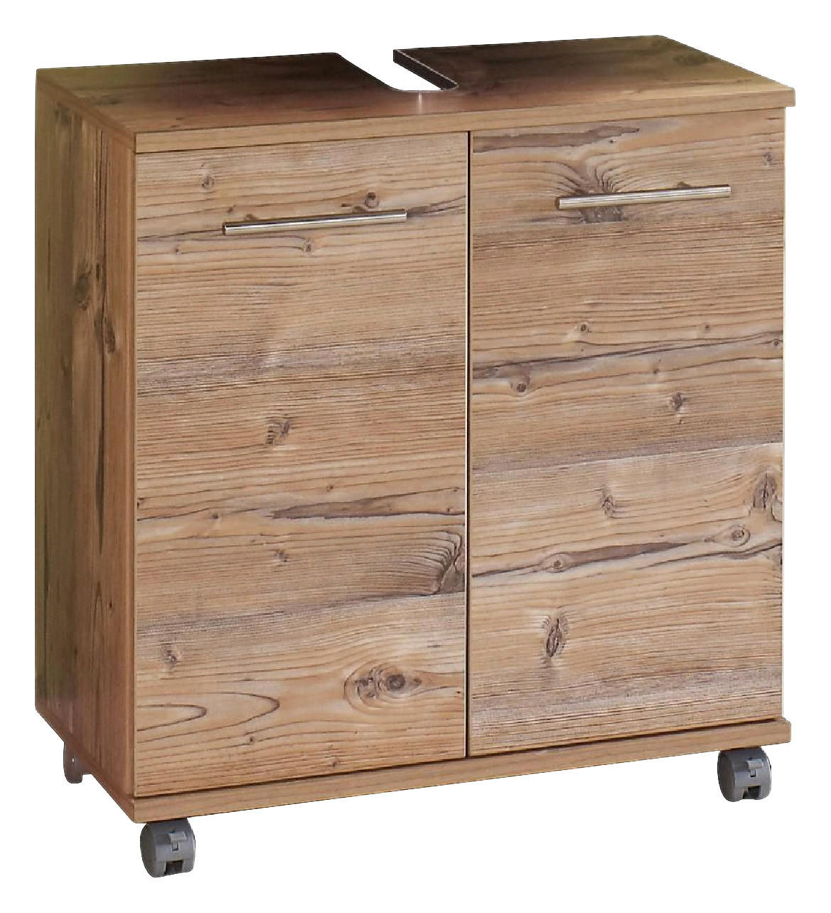 WASCHBECKENUNTERSCHRANK 59,8/63,4/32,6 cm  - Fichtefarben/Edelstahlfarben, KONVENTIONELL, Holzwerkstoff/Metall (59,8/63,4/32,6cm) - Stylife