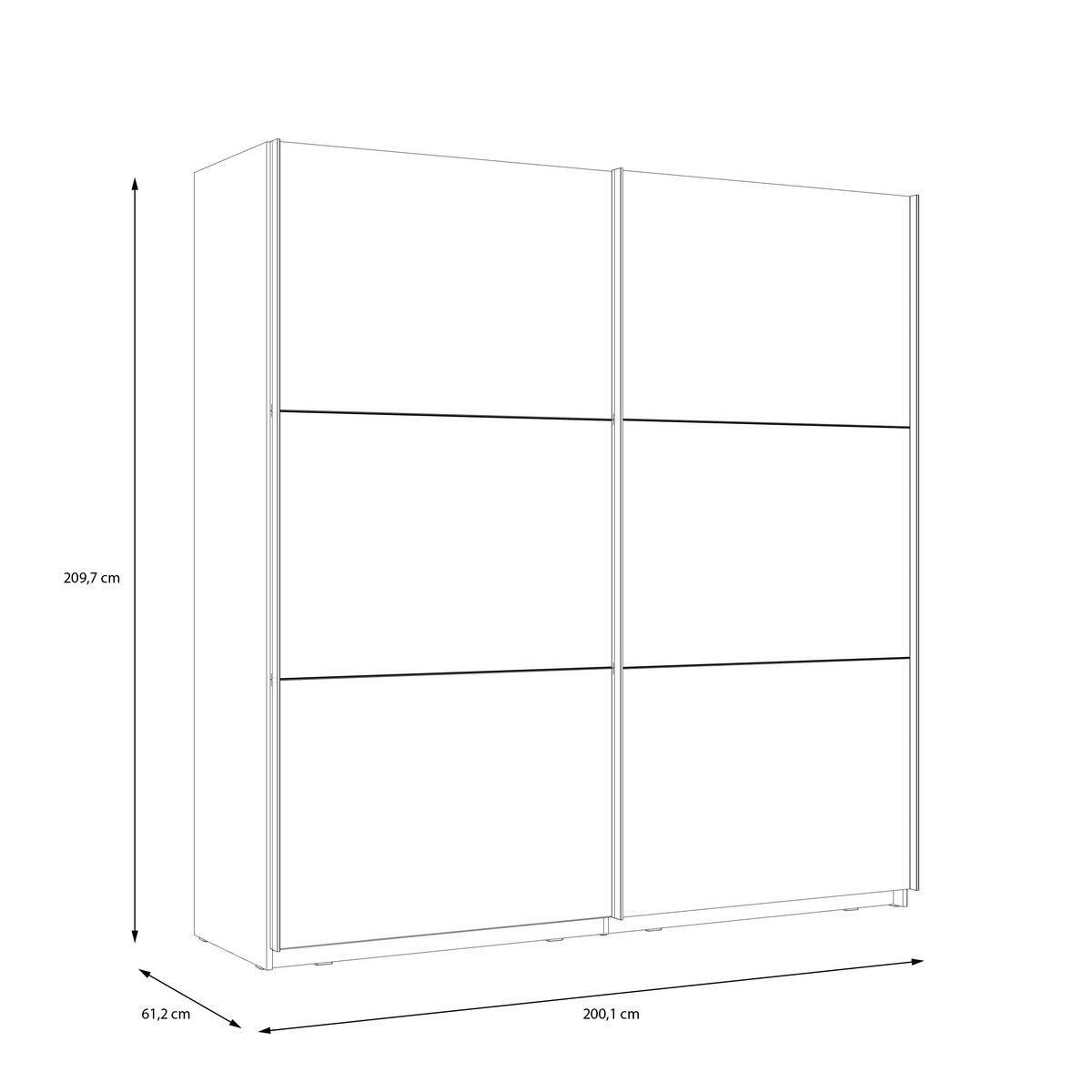 ORMAR S KLIZNIM VRATIMA bijela, bijela visoki sjaj   - bijela/bijela visoki sjaj, Design, drvni materijal/metal (200,1/209,7/61,2cm) - Carryhome