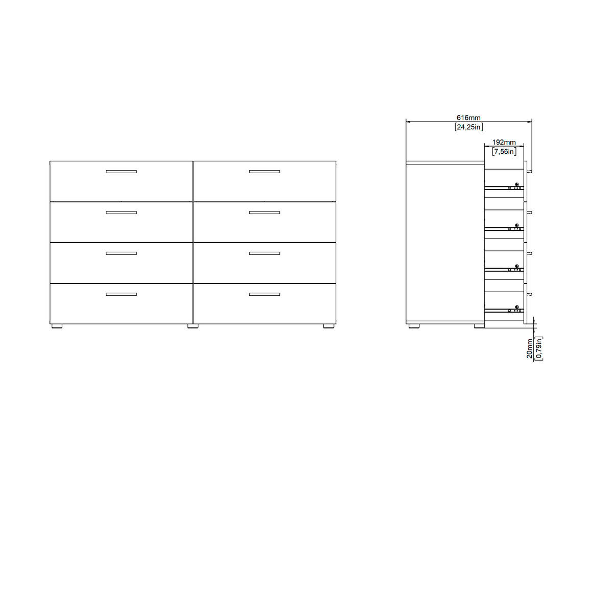 KOMODA   140/81,7/40 cm   bijela  - bijela/srebrne boje, Design, drvni materijal/metal (140/81,7/40cm) - Livetastic