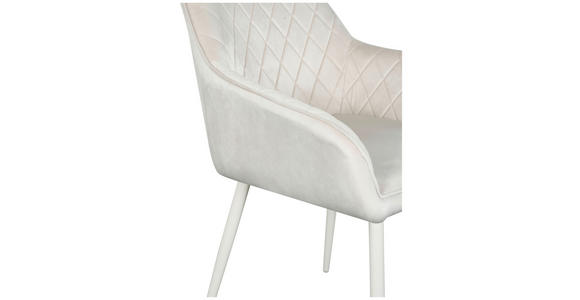 ARMLEHNSTUHL  inklusive Armlehnen Samt  Creme  - Creme, Design, Textil/Metall (56/82,5/61,5cm) - Novel