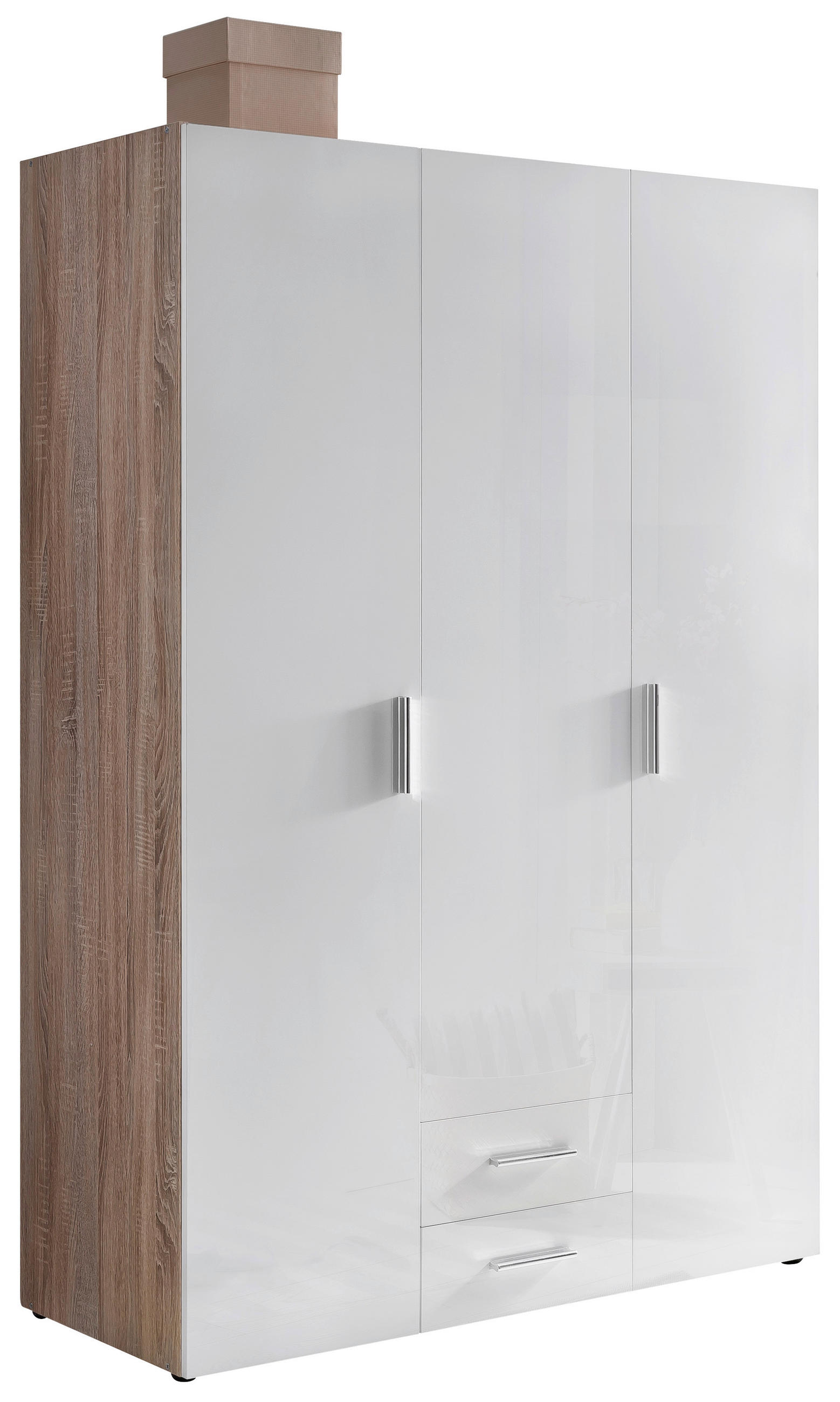 Xora Garderobenschrank Weiß, Eiche 120x185x54 cm
