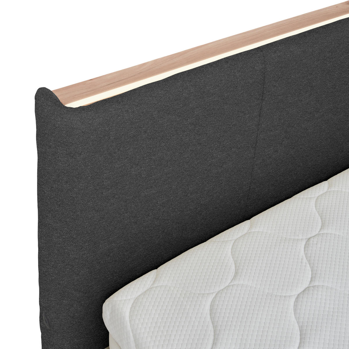 POLSTERBETT Beleuchtung, Lattenrost, Bettkasten Anthrazit 200/200 cm  - Birkefarben/Anthrazit, Design, Holz/Holzwerkstoff (200/200cm) - Lomoco
