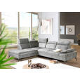 ECKSOFA Greige Flachgewebe Rücken echt, Kopfteilverstellung, Sitzvorzug  - Greige/Schwarz, MODERN, Textil/Metall (210/258cm) - Landscape