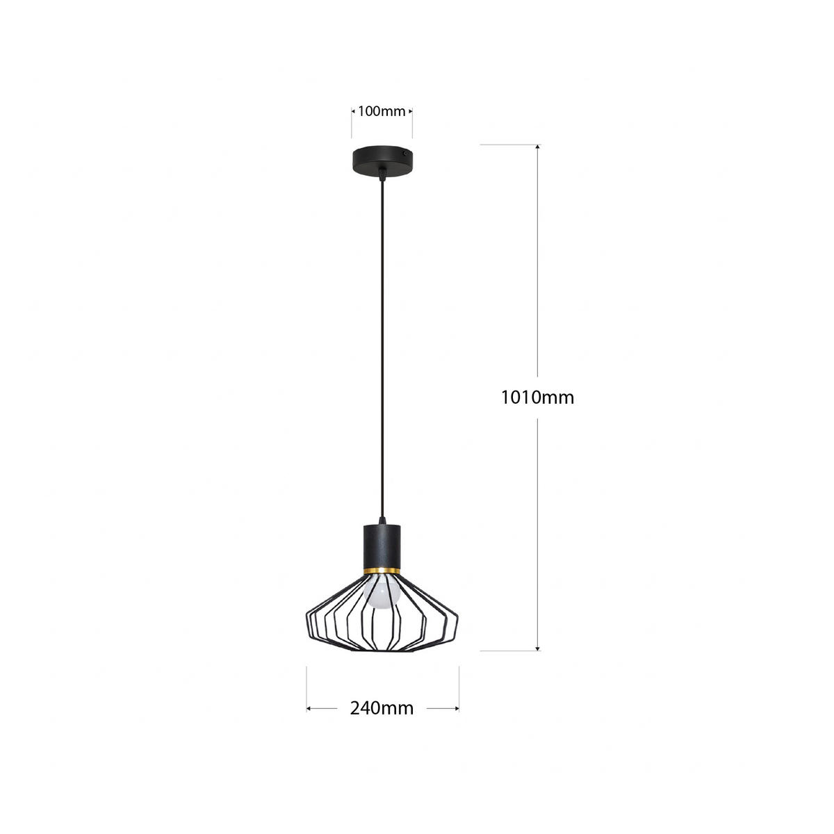 HÄNGELEUCHTE 24/24/100 cm   - Schwarz, KONVENTIONELL, Metall (24/24/100cm)