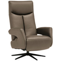 RELAXSESSEL in Leder Graubraun  - Graubraun/Schwarz, Design, Leder/Metall (74/105/82cm) - Welnova