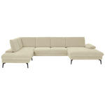 WOHNLANDSCHAFT Dieter Knoll in Webstoff Creme  - Creme/Schwarz, Design, Textil/Metall (208/354/157cm) - Dieter Knoll